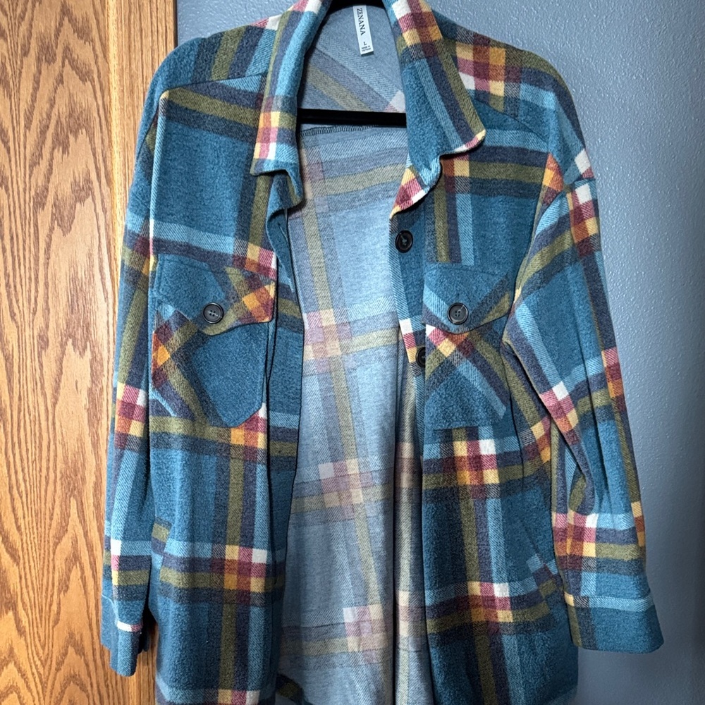 Zenana Outfitters Multicolor Plaid Shirt Jacket